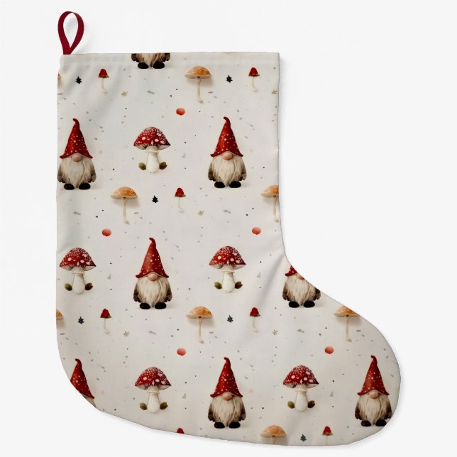 Mushroom christmas  large christmas stocking (Front)