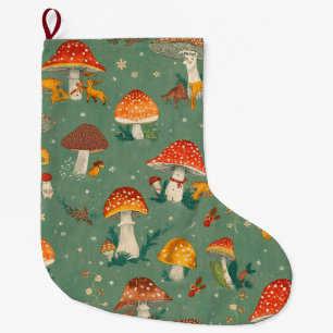 Mushroom christmas  large christmas stocking