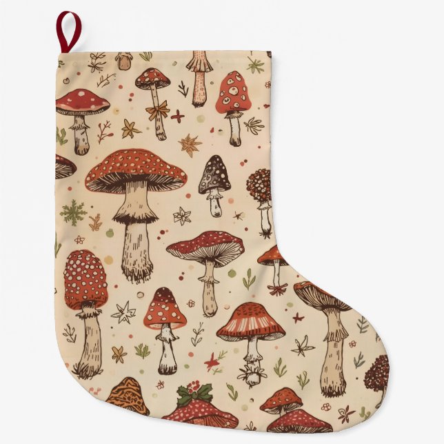 Mushroom christmas  large christmas stocking (Front)