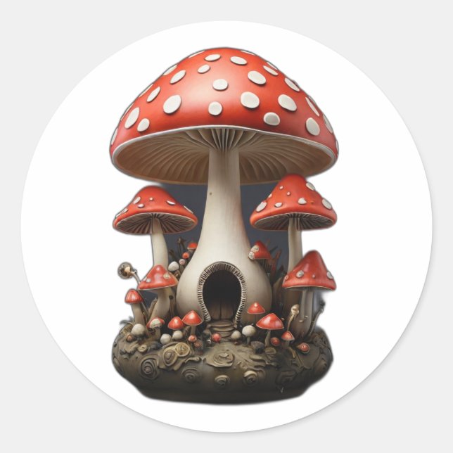 mushroom classic round sticker (Front)