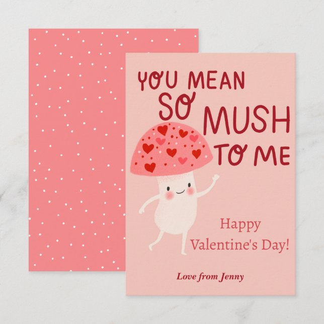 Mushroom Classroom Valentine Note Card (Front/Back)