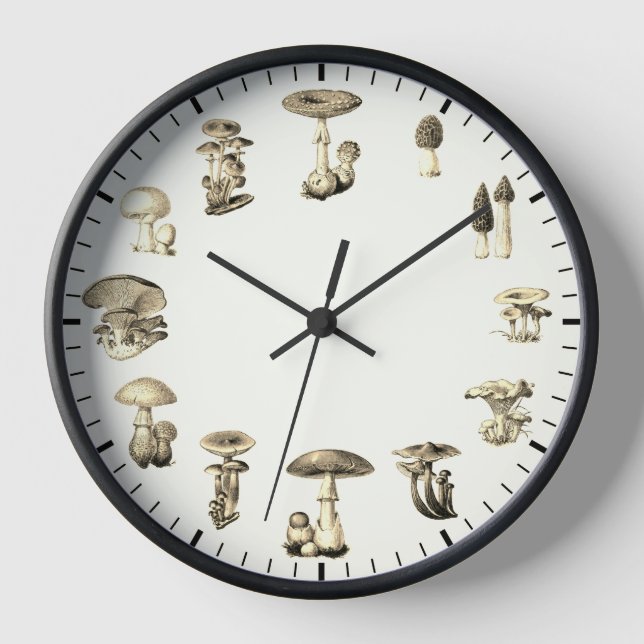 Mushroom Clock - Vintage Mushrooms Illustration (Front)