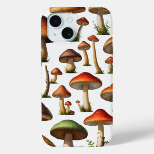 Mushroom Collection Pattern Design iPhone 15 Case