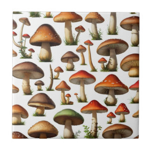 Mushroom Collection Pattern Design Ceramic Tile