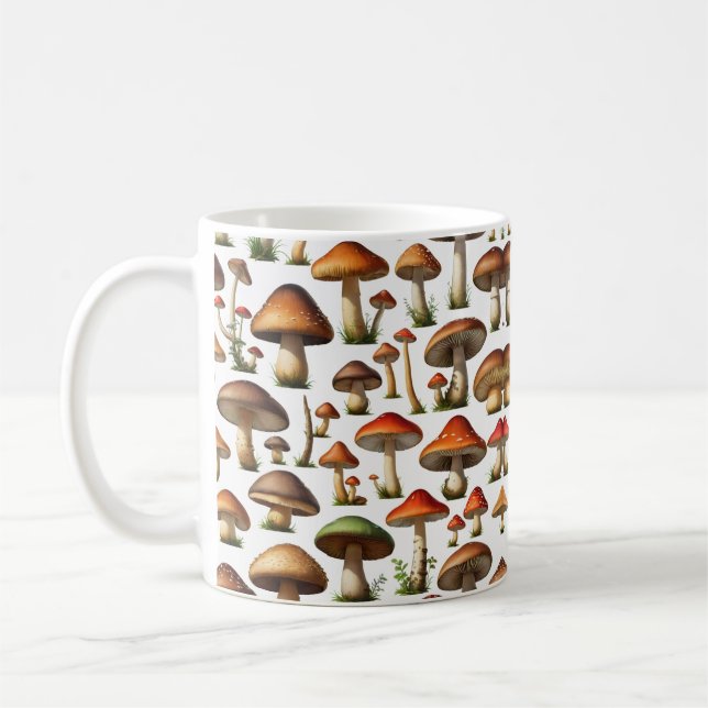 Mushroom Collection Pattern Design Coffee Mug (Left)