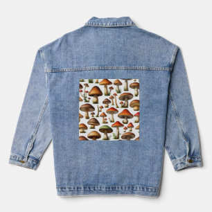 Mushroom Collection Pattern Design Denim Jacket