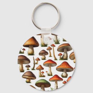 Mushroom Collection Pattern Design Key Ring