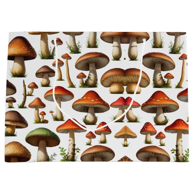 Mushroom Collection Pattern Design Large Gift Bag (Front)