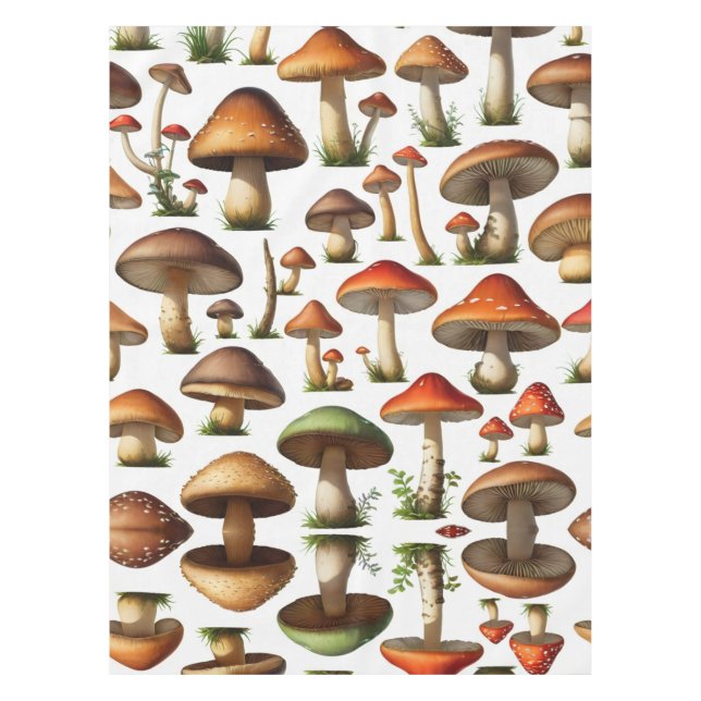 Mushroom Collection Pattern Design Tablecloth (Front)