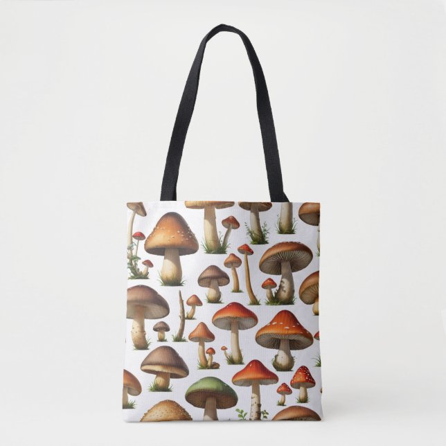 Mushroom Collection Pattern Design Tote Bag (Front)