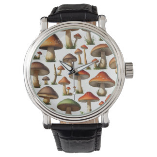 Mushroom Collection Pattern Design Watch