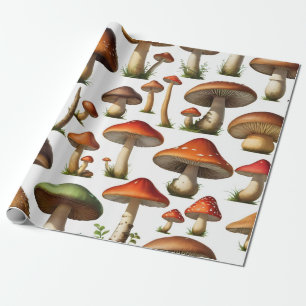 Mushroom Collection Pattern Design Wrapping Paper