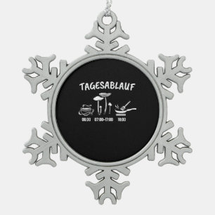 Mushroom Collector Timetable Snowflake Pewter Christmas Ornament