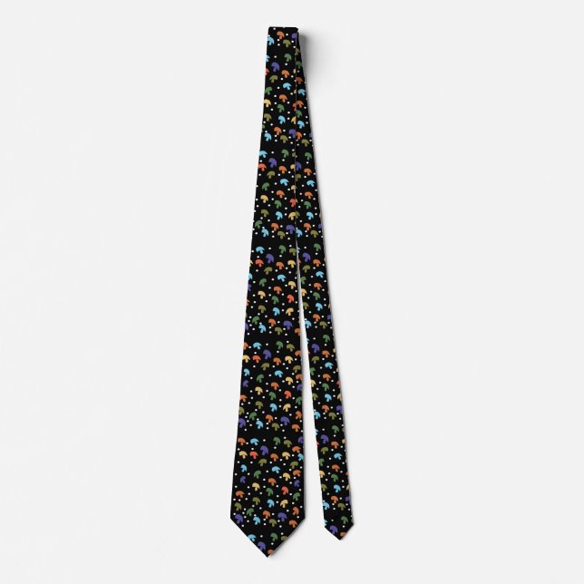 Mushroom Colourful Retro Pattern Tie (Front)