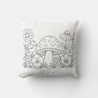 Mushroom Colouring Book Pillow | Cottagecore