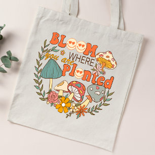 Mushroom cottagecore Aesthetic Bloom where you are Tote Bag