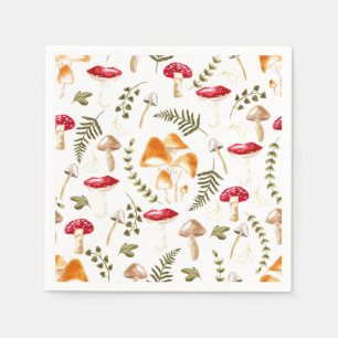 Mushroom Cottagecore Aesthetic Watercolor Napkin