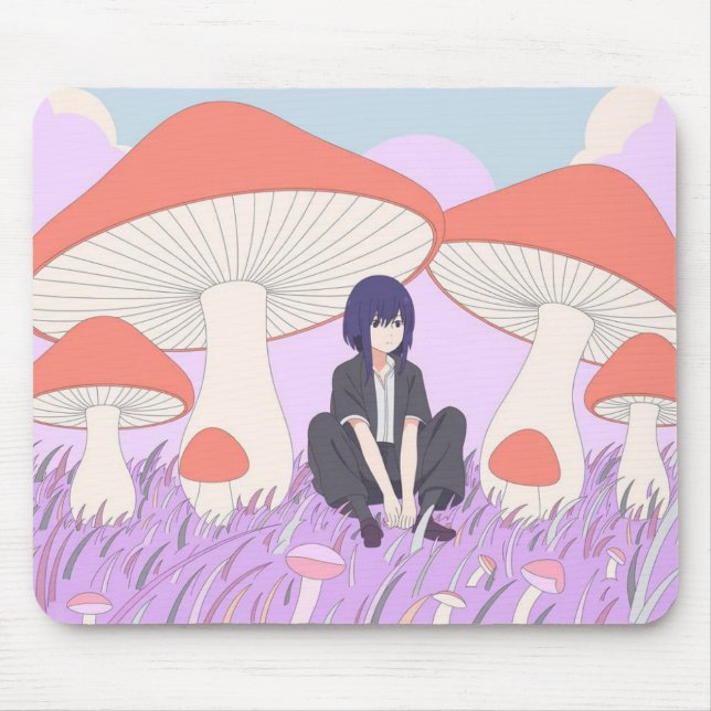 Mushroom Cottagecore Anime Mousepad (Front)