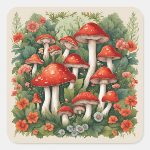 Mushroom Cottagecore Square Sticker
