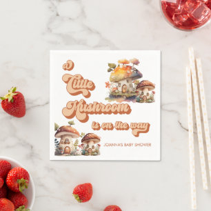 Mushroom   Cute Watercolor Baby shower Napkin