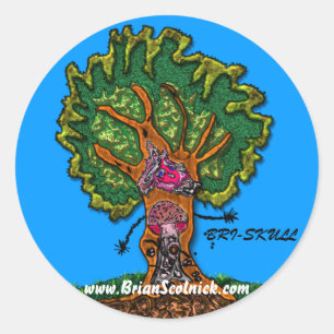 mushroom-door-in-tree classic round sticker