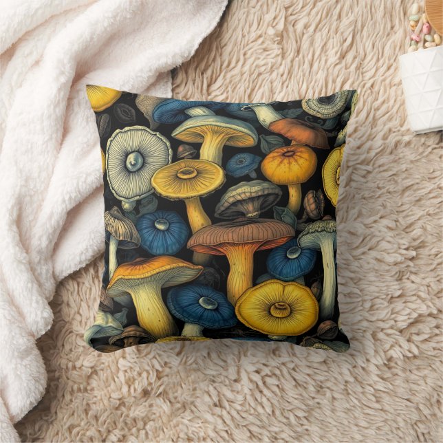 Mushroom Dreamscape Throw Pillow (Blanket)