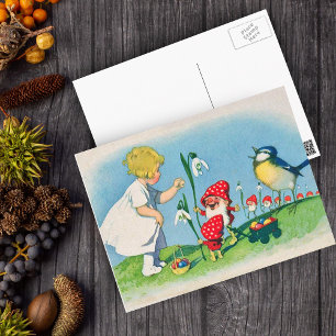 Mushroom Elves Easter Postcard