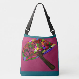 Mushroom Face Character Art Crossbody Bag