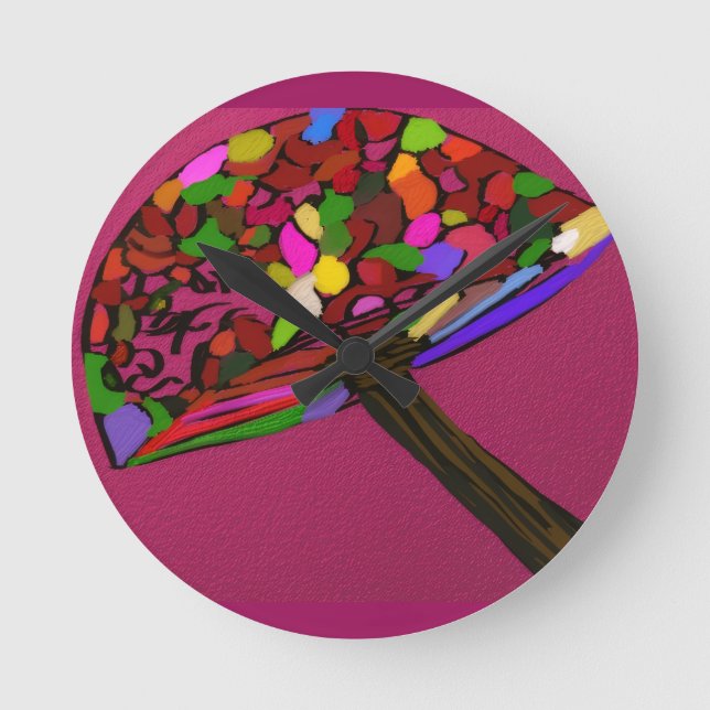 Mushroom Face Character Art Round Clock (Front)