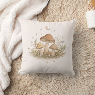 Mushroom Fairy Aesthetic Throw Pillow