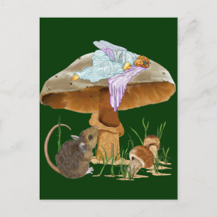 Mushroom Fairy & Mouse Postcard