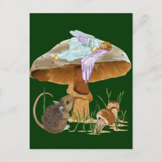 Mushroom Fairy & Mouse Postcard