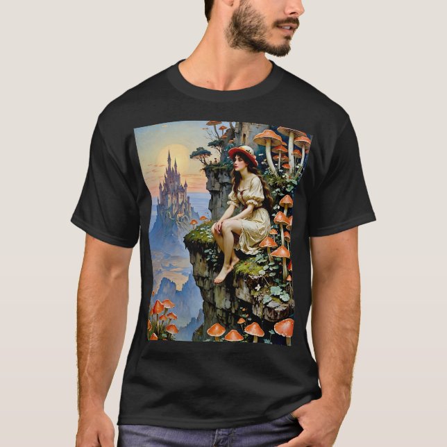 Mushroom Fairy Tale Cliffside Castle Tee (Front)