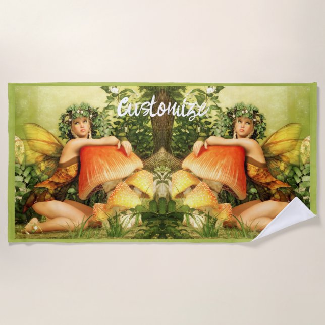 Mushroom fairy Thunder_Cove  Beach Towel (Front)
