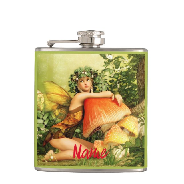 Mushroom fairy Thunder_Cove Hip Flask (Front)