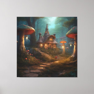 Mushroom Fairytale Forest Canvas Print