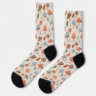 Mushroom, Fall foliage, Nature Patten  Socks