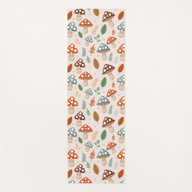 Mushroom, Fall foliage, Nature Patten  Yoga Mat (Front)