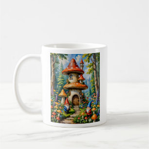 Mushroom Fantasy Gnome House Whimsical Art Coffee Mug