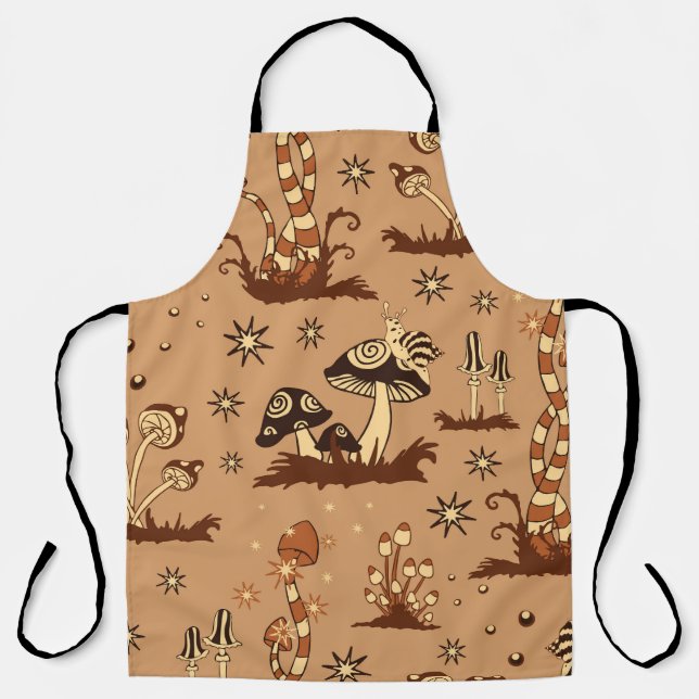 Mushroom fantasy, vintage forest wallpaper. apron (Front)