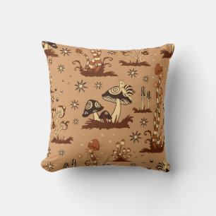Mushroom fantasy, vintage forest wallpaper. cushion