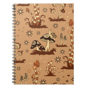 Mushroom fantasy, vintage forest wallpaper. notebook