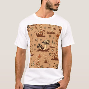 Mushroom fantasy, vintage forest wallpaper. T-Shirt