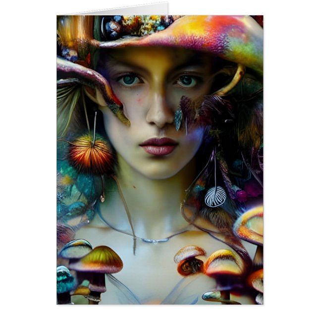 Mushroom Fantasy Woman All Occasions Blank Inside  (Front)