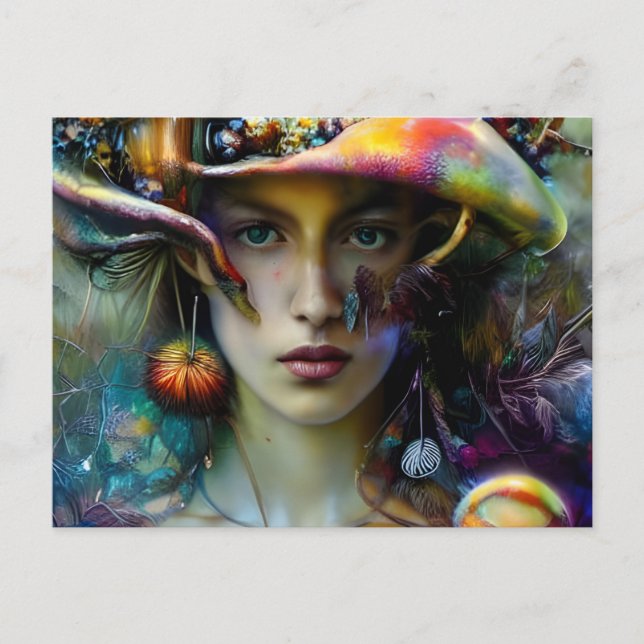 Mushroom Fantasy Woman Postcard (Front)