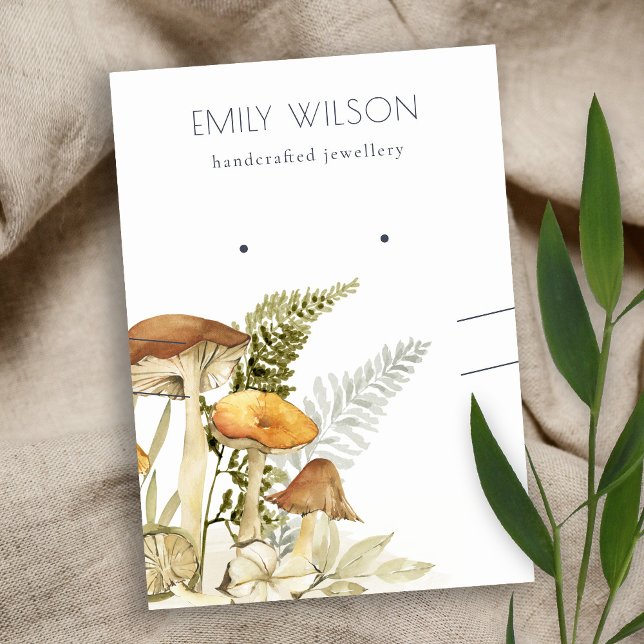 Mushroom Fern Foliage Earring Necklace Display Business Card (Creator Uploaded)