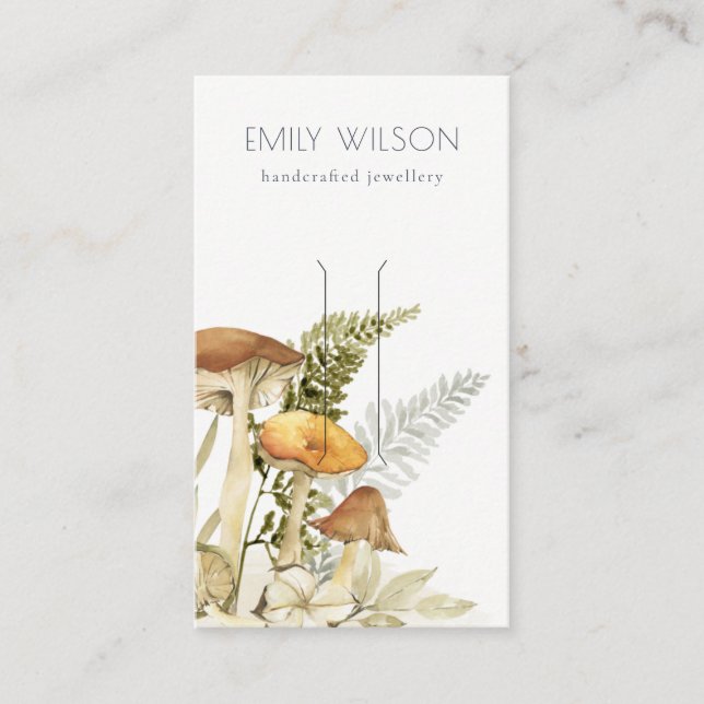 Mushroom Fern Foliage Hair Clip Display Business Card (Front)