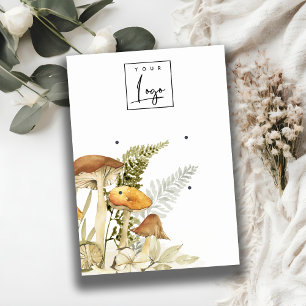 Mushroom Fern Foliage Logo 2 Earring Display Business Card