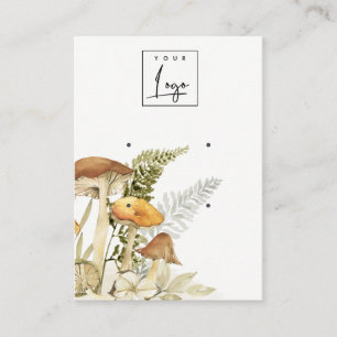 Mushroom Fern Foliage Logo 2 Earring Display Business Card