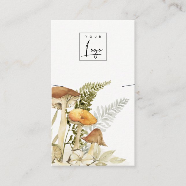Mushroom Fern Foliage Logo Band Necklace Display Business Card (Front)